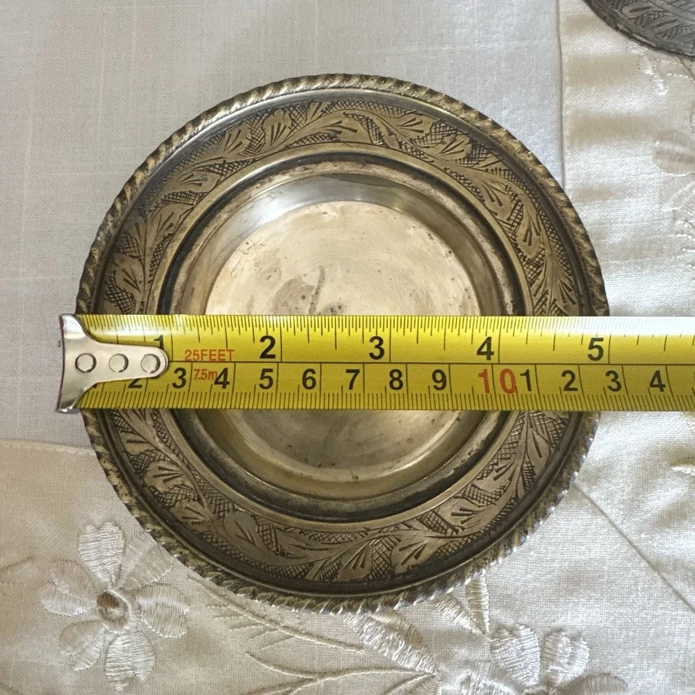 Vintage Handcrafted Engraved Brass Butter Dish With Lid ~ Made In India ~ Patina